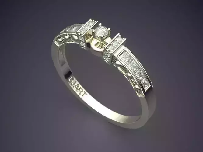 Detailed Ring With Diamonds Gjart A-72