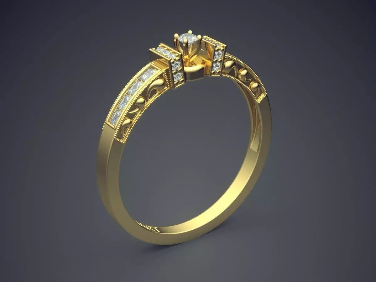 Detailed Ring With Diamonds Gjart A-72 3D print model_0