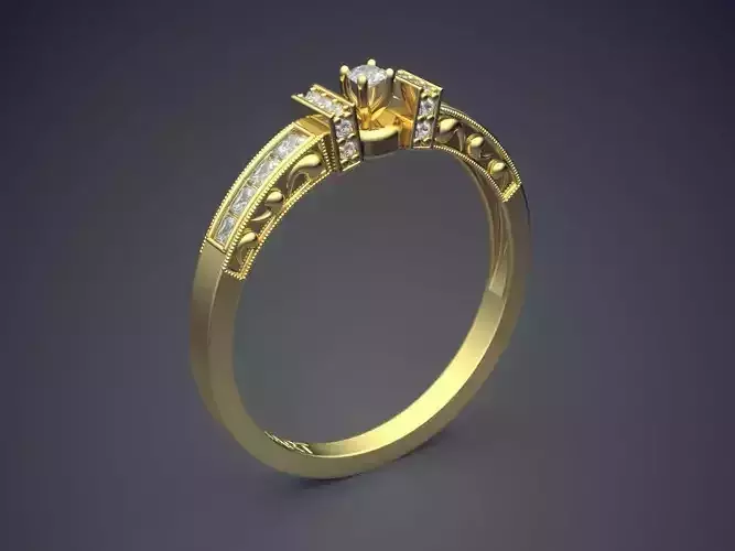 Detailed Ring With Diamonds Gjart A-72 3D print model