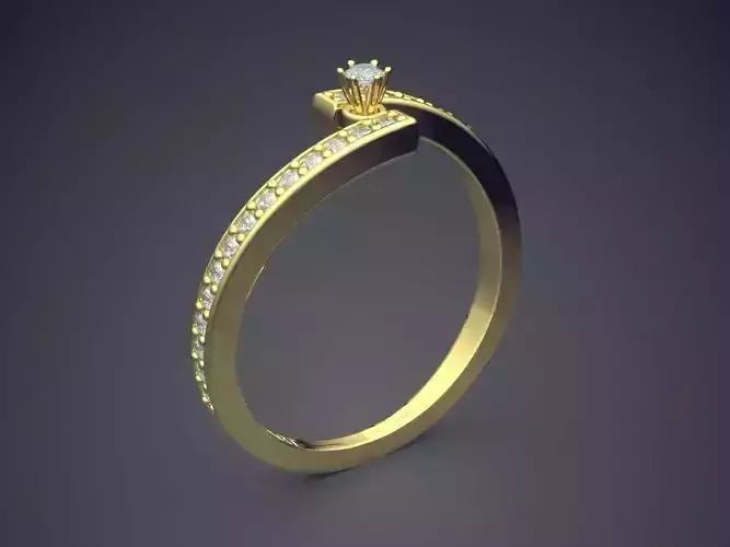 Curved Ring With Diamonds Gjart A-68 3D print model