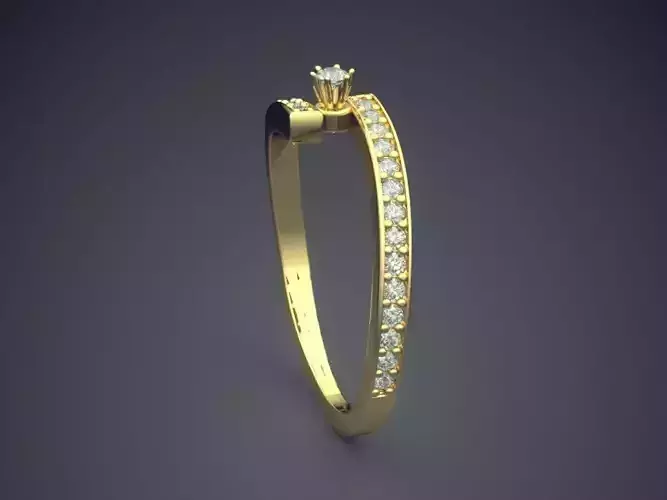 Curved Ring With Diamonds Gjart A-68