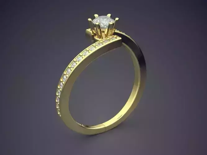 Curved Ring With Diamonds Gjart A-67