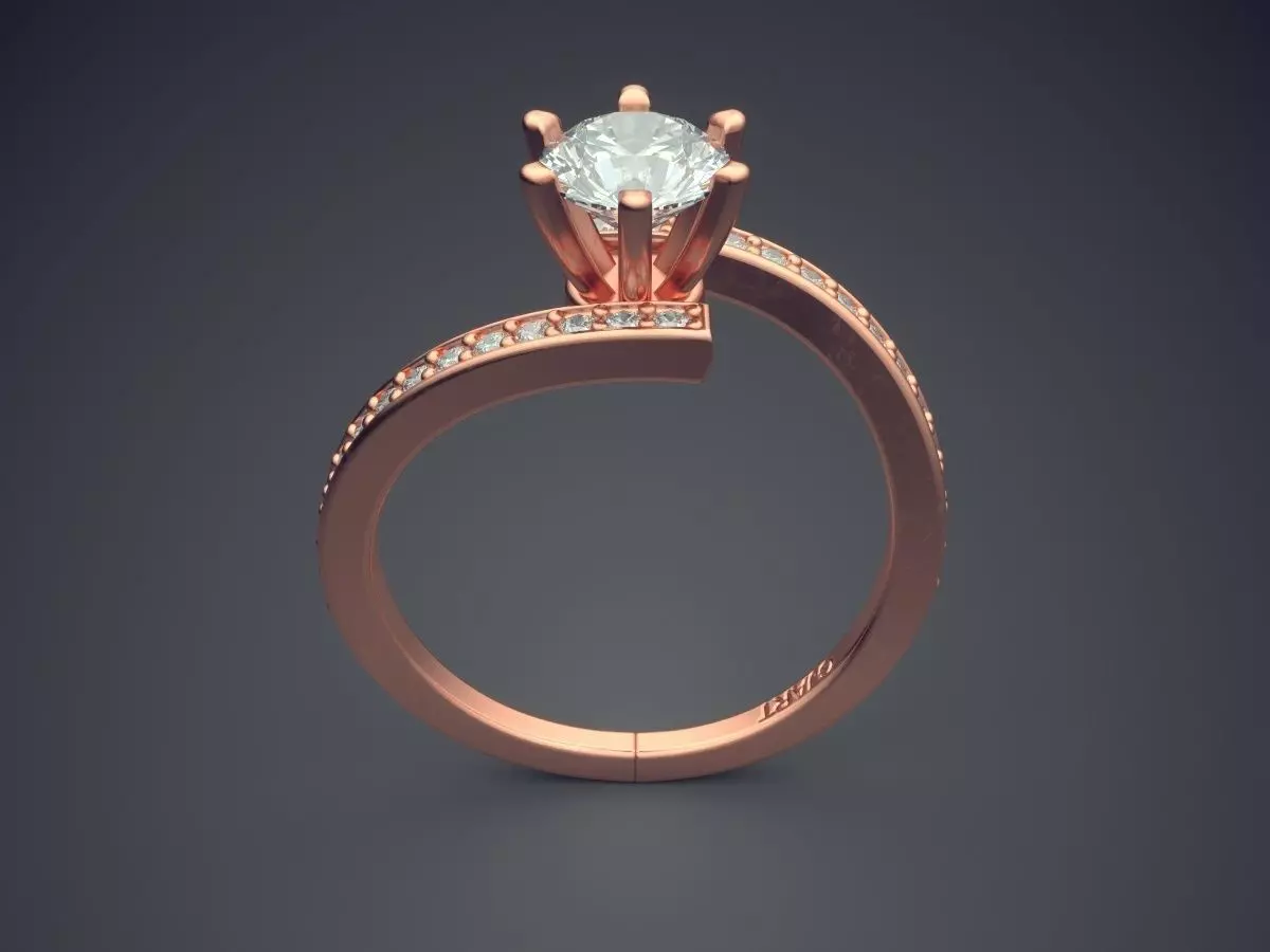 Curved Ring With Diamonds Gjart A-66 3D print model_2