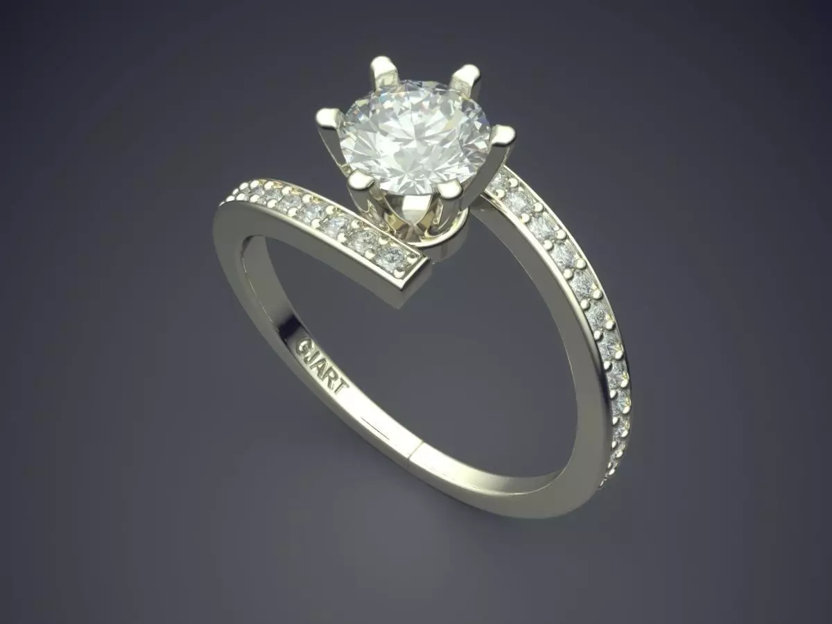 Curved Ring With Diamonds Gjart A-66 3D print model_1