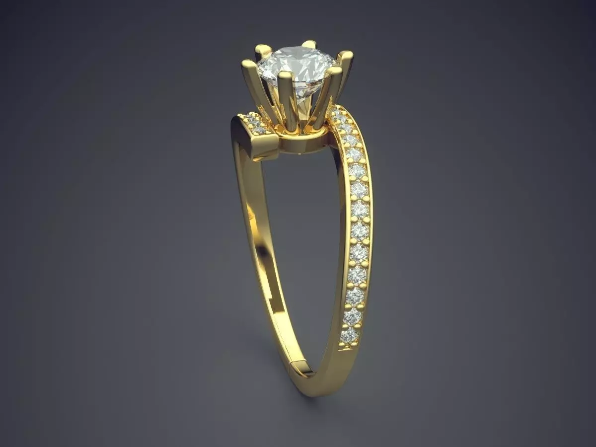 Curved Ring With Diamonds Gjart A-66 3D print model_3