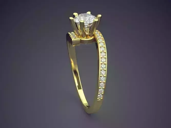 Curved Ring With Diamonds Gjart A-66
