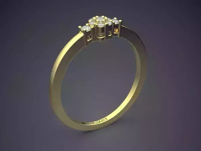 Flower Motif Ring With Diamonds Gjart A-600