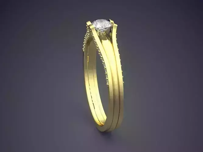 Curved Ring With Diamonds Gjart A-60