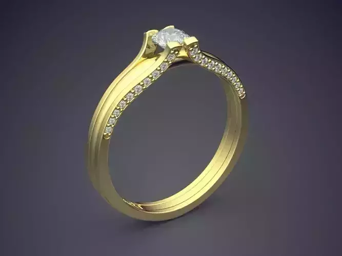 Curved Ring With Diamonds Gjart A-60 3D print model