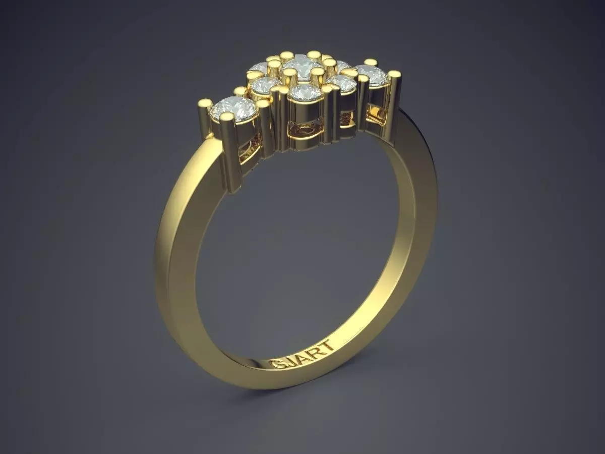 Flower Motif Ring With Diamonds Gjart A-598 3D print model_0