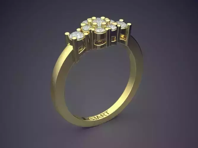 Flower Motif Ring With Diamonds Gjart A-598