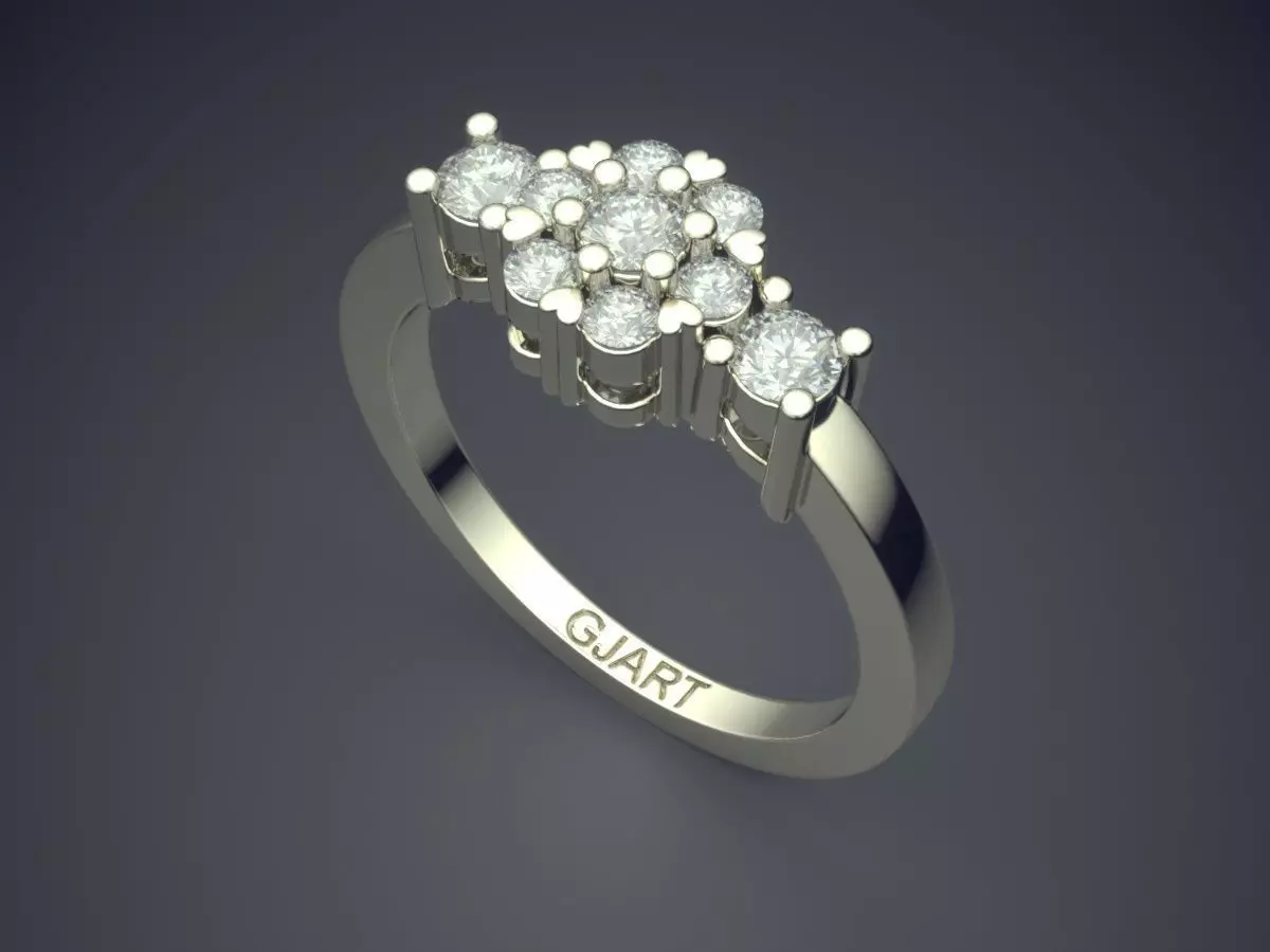 Flower Motif Ring With Diamonds Gjart A-598 3D print model_1