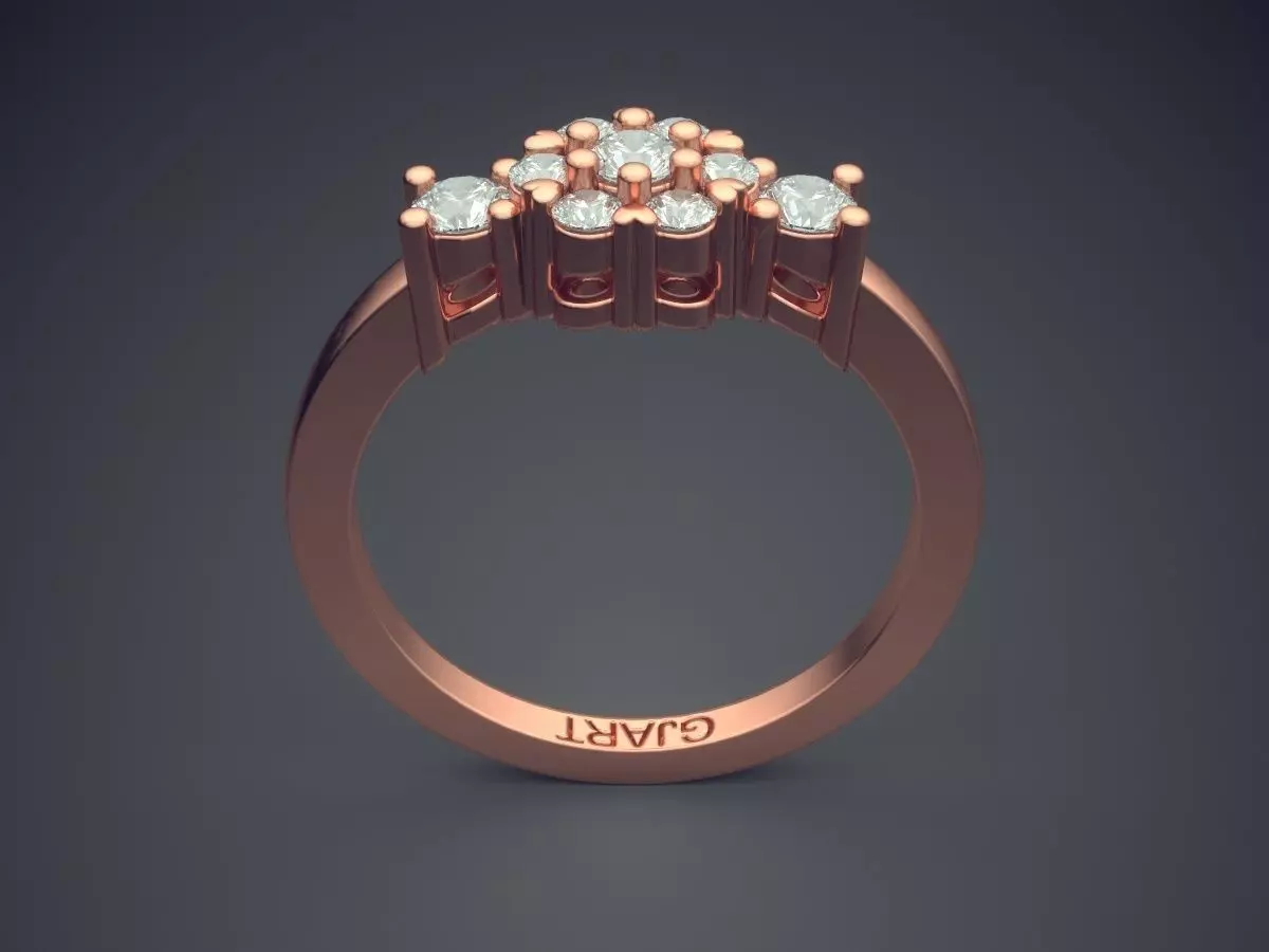 Flower Motif Ring With Diamonds Gjart A-598 3D print model_2