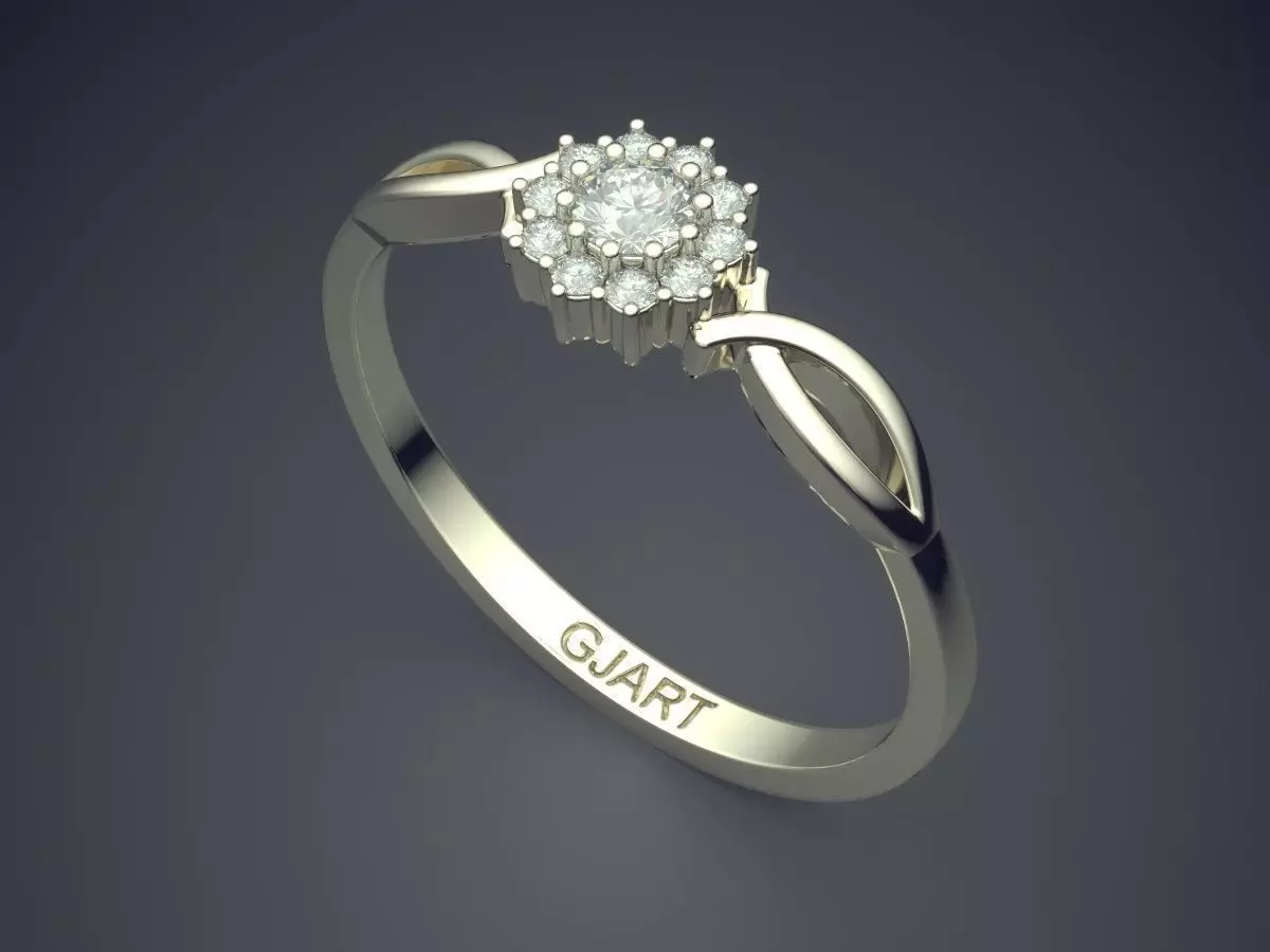 Ring With Diamonds Gjart A-579 3D print model_1