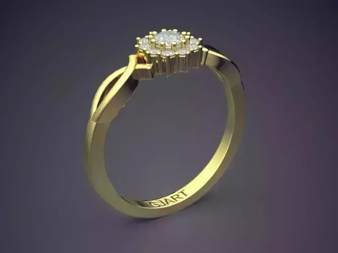 Flower-shaped Ring With Diamonds Gjart A-578