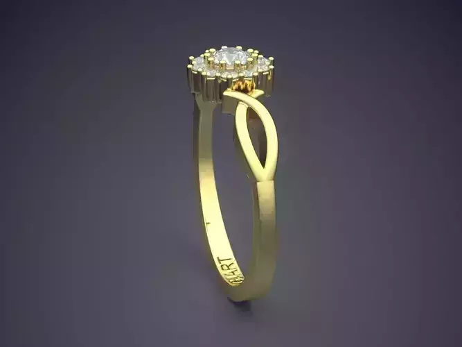 Flower-shaped Ring With Diamonds Gjart A-578