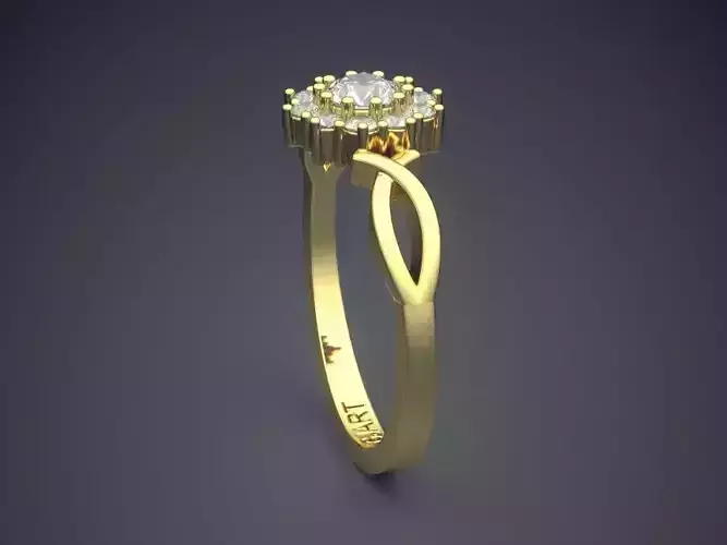 Flower-shaped Ring With Diamonds Gjart A-577