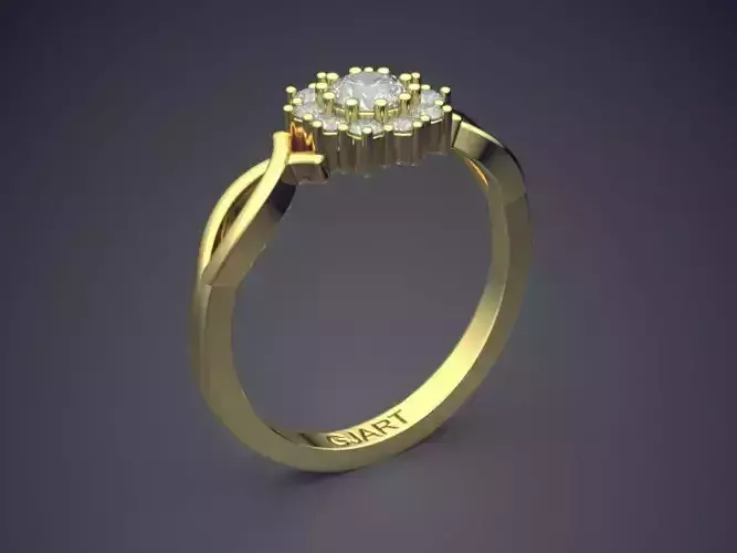 Flower-shaped Ring With Diamonds Gjart A-577 3D print model