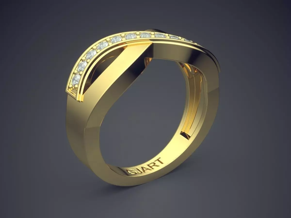 Infinity Shape Ring With Diamonds Gjart A-574 3D print model_0