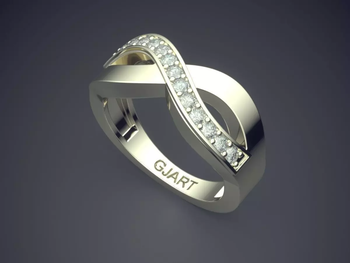 Infinity Shape Ring With Diamonds Gjart A-574 3D print model_1