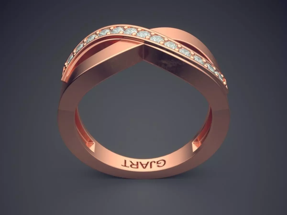 Infinity Shape Ring With Diamonds Gjart A-574 3D print model_2