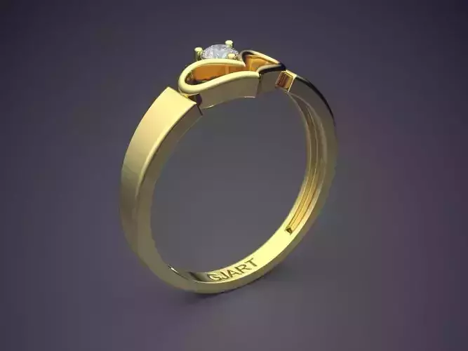 Unique Heart-shaped Ring With Diamond Gjart A-572 3D print model