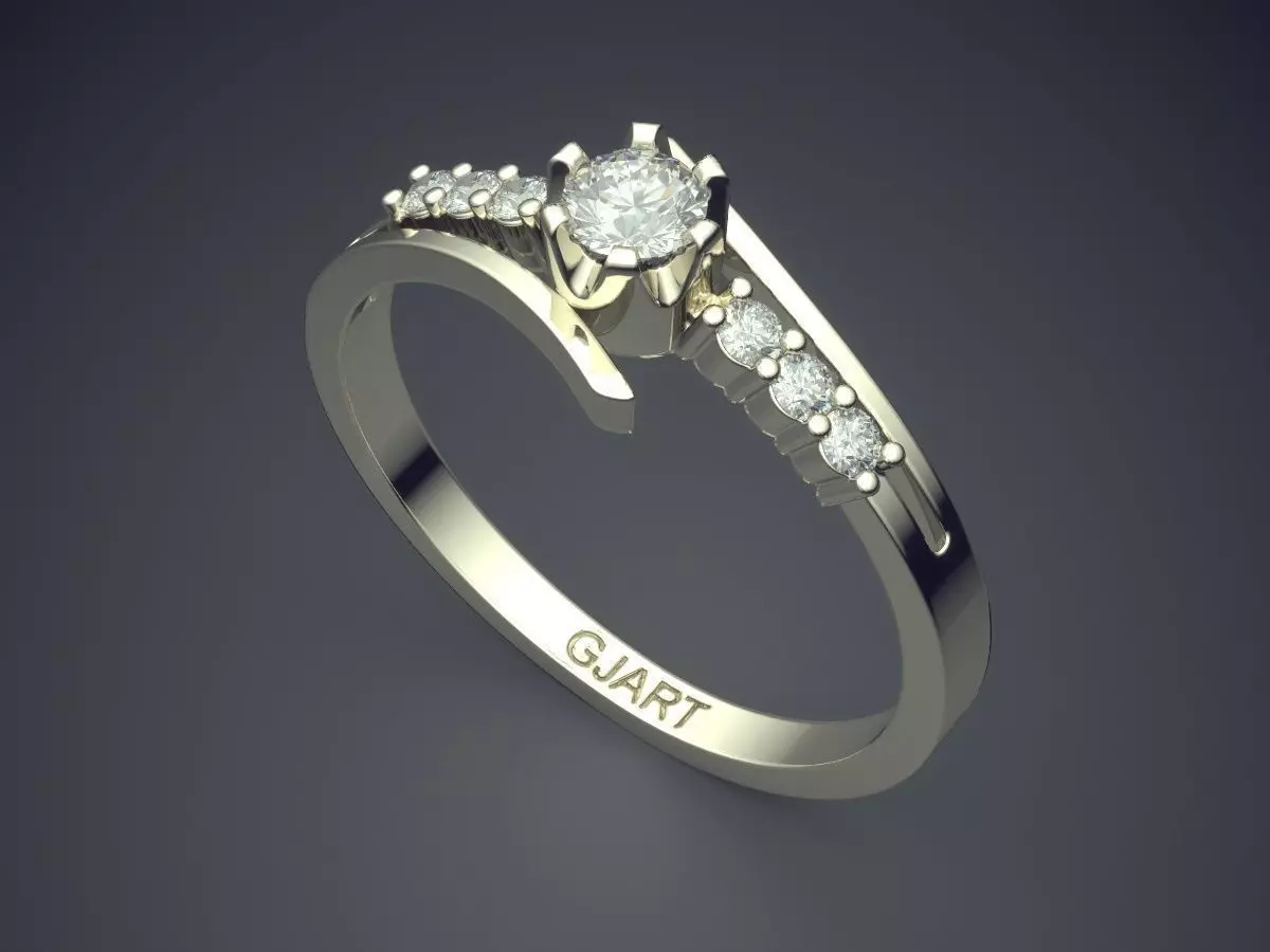 Ring With Diamonds Gjart A-565 3D print model_1