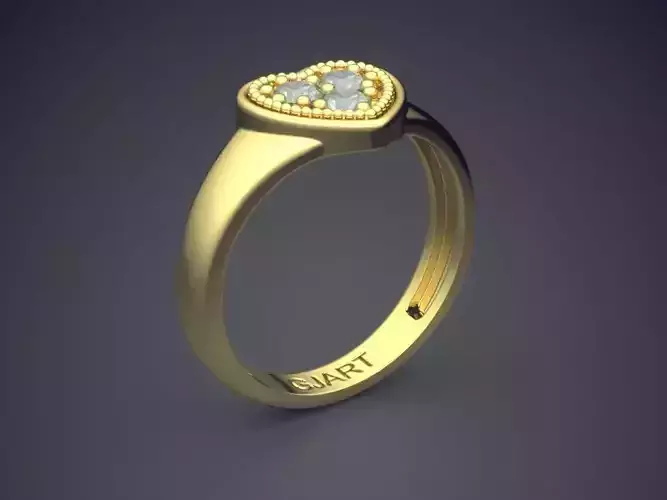 Heart-shaped Ring With Diamonds Gjart A-561 3D print model