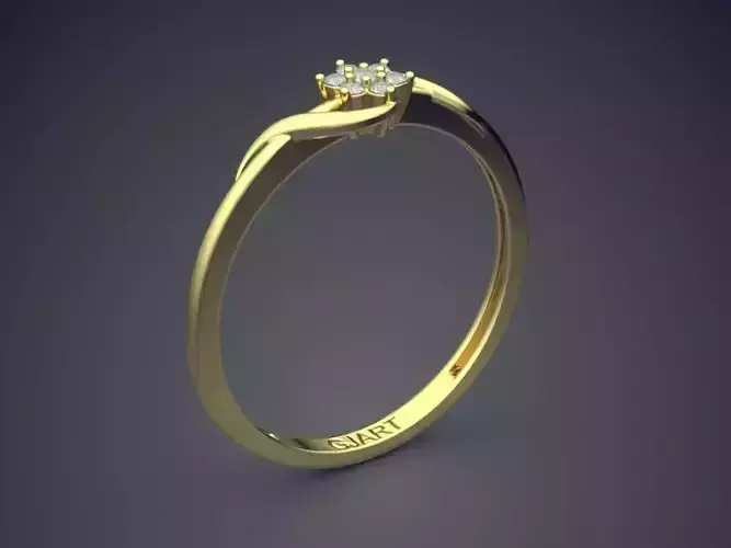 Flower-shaped Ring With Diamonds Gjart A-557