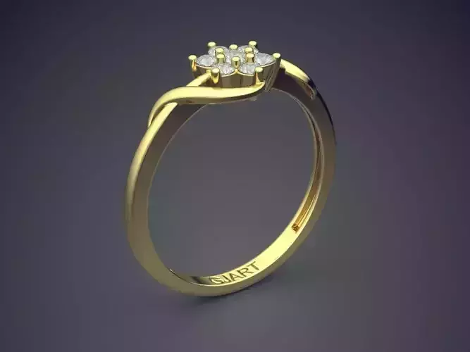 Flower-shaped Ring With Diamonds Gjart A-556