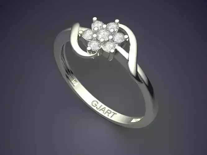 Flower-shaped Ring With Diamonds Gjart A-556