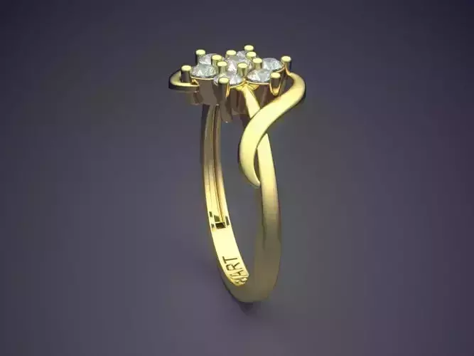 Flower-Shaped Ring With Diamonds Gjart A-555