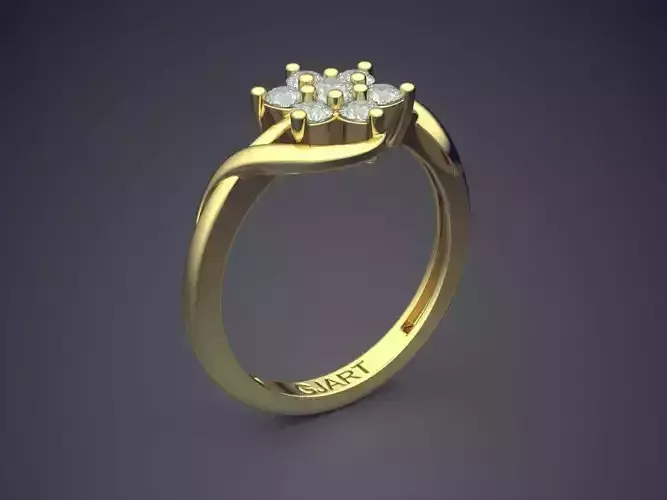 Flower-Shaped Ring With Diamonds Gjart A-555 3D print model