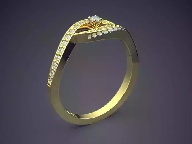 Curved Ring With Diamond Gjart A-55 3D print model