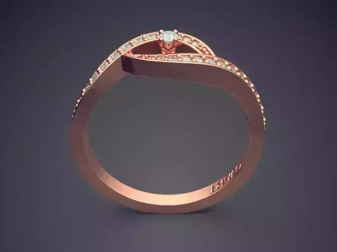 Curved Ring With Diamond Gjart A-55