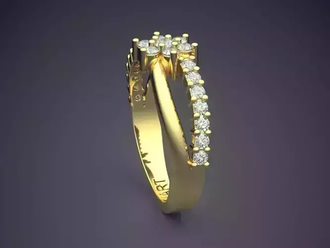 Flower-shaped Ring With Diamonds Gjart A-545