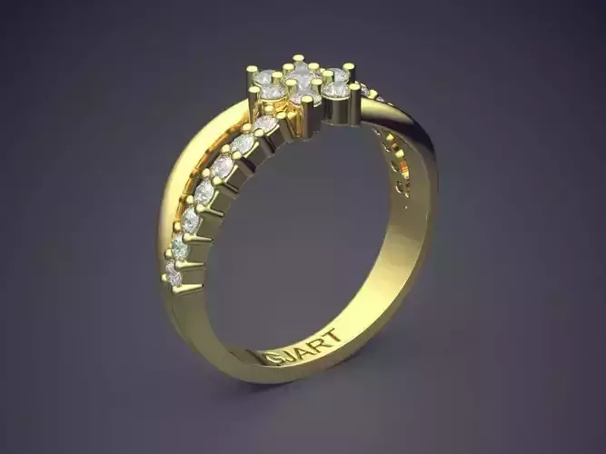 Flower-shaped Ring With Diamonds Gjart A-545