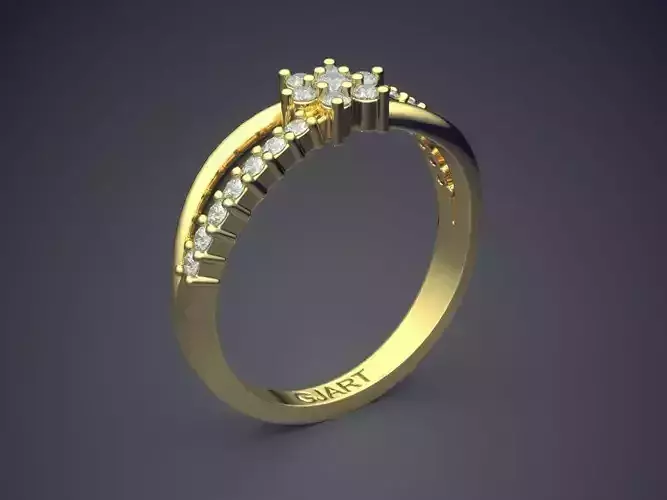 Flower-shaped Ring With Diamonds Gjart A-544 3D print model