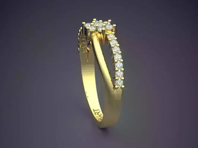 Flower-shaped Ring With Diamonds Gjart A-544