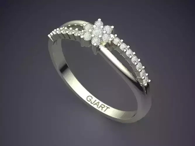 Flower-shaped Ring With Diamonds Gjart A-543