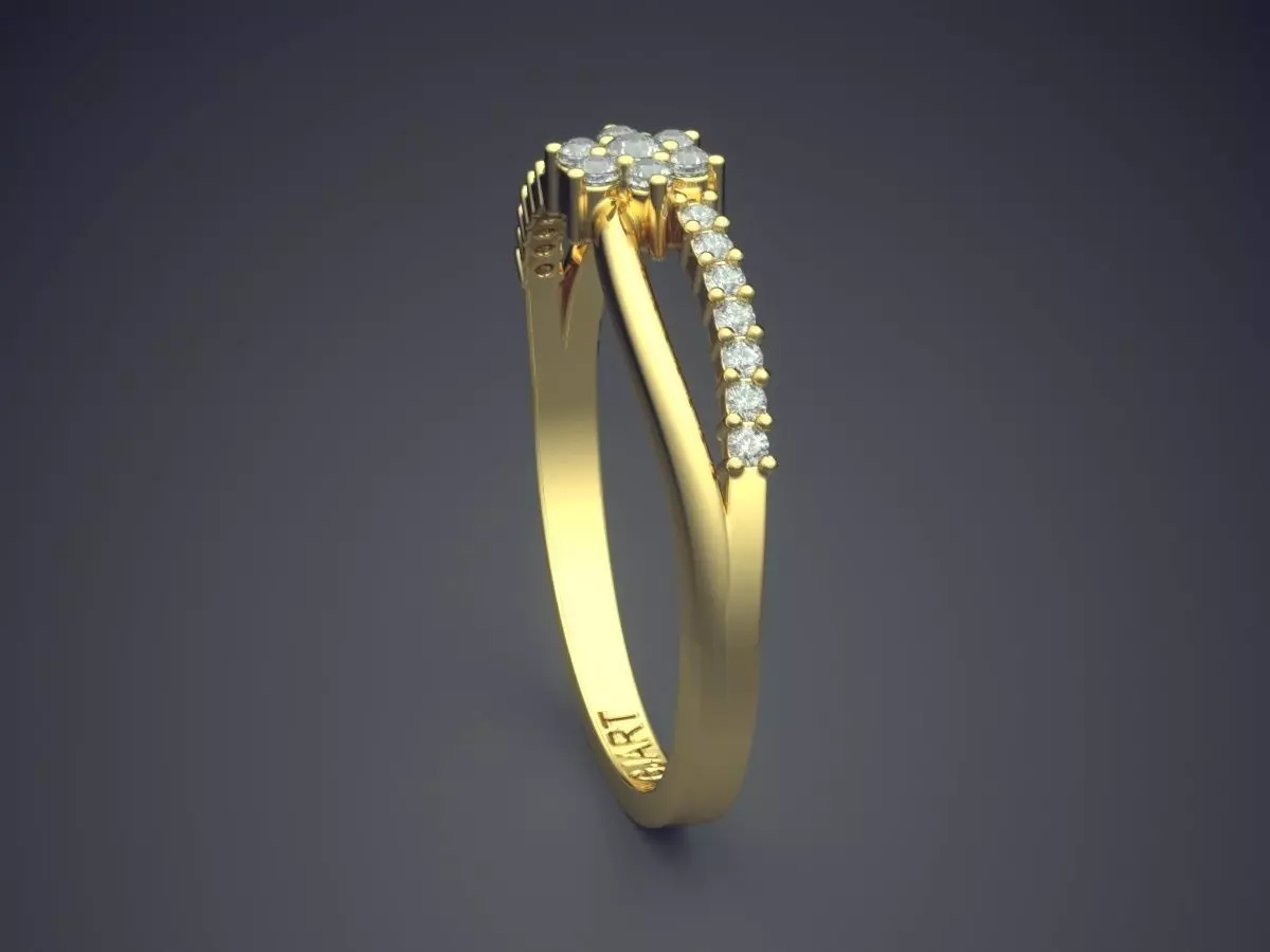 Flower-shaped Ring With Diamonds Gjart A-543 3D print model_3