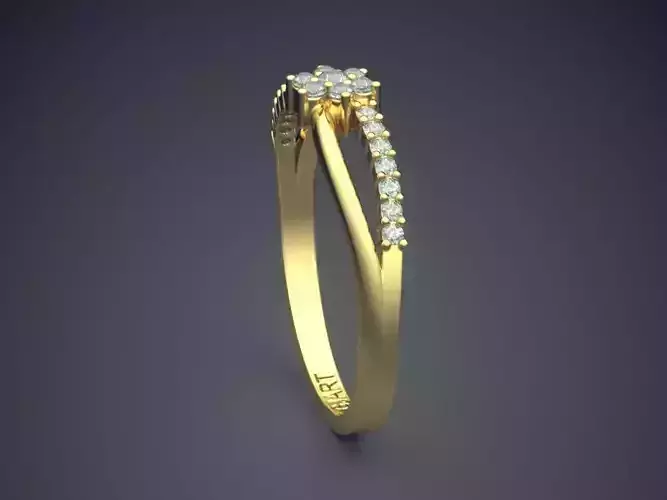 Flower-shaped Ring With Diamonds Gjart A-543