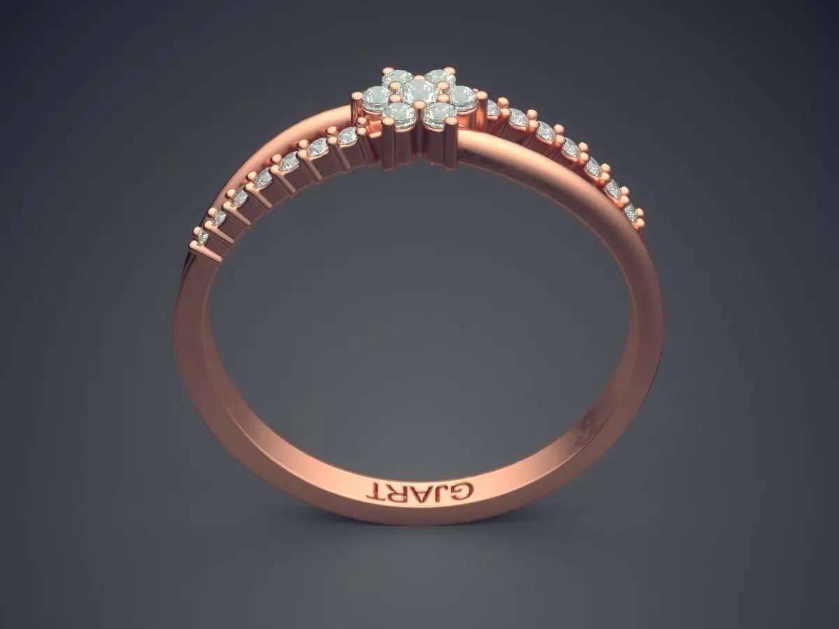 Flower-shaped Ring With Diamonds Gjart A-543 3D print model_2