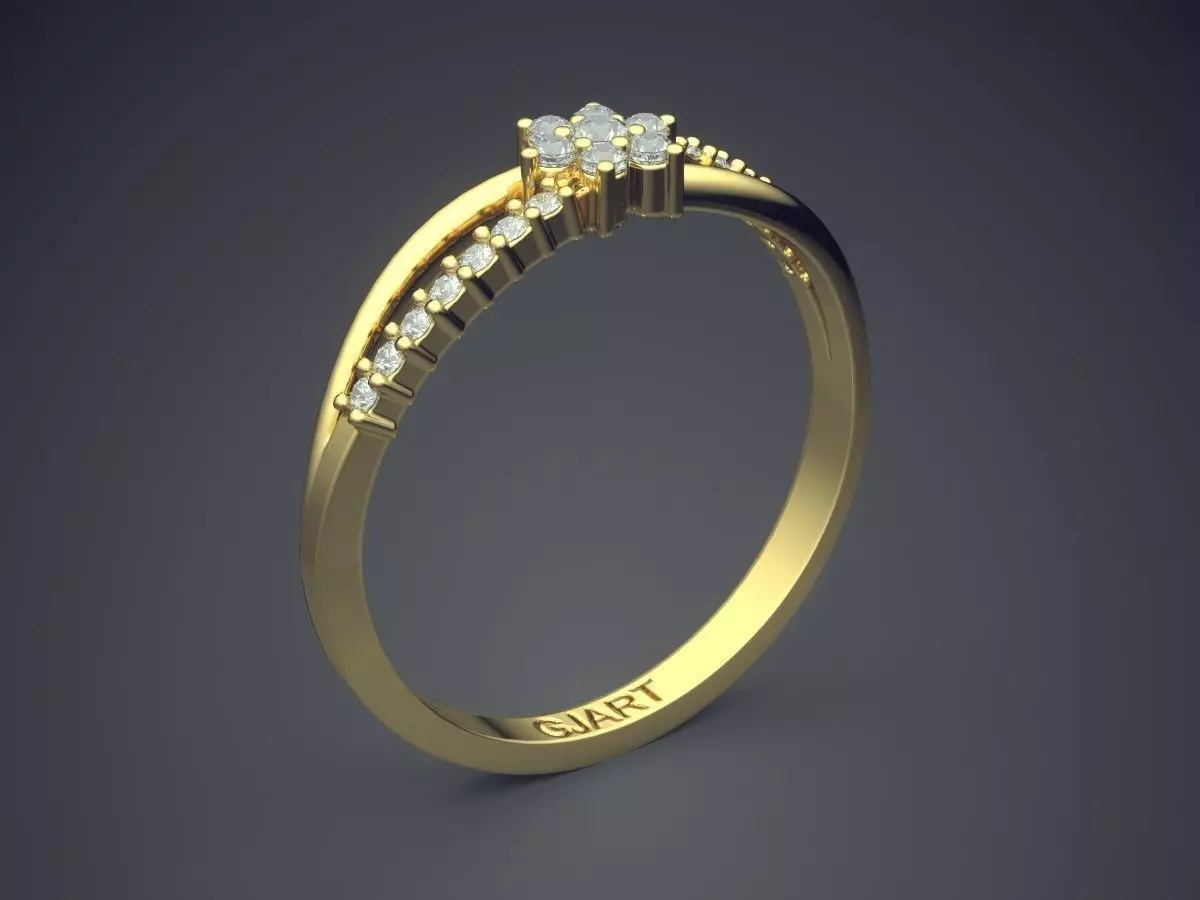 Flower-shaped Ring With Diamonds Gjart A-543 3D print model_0