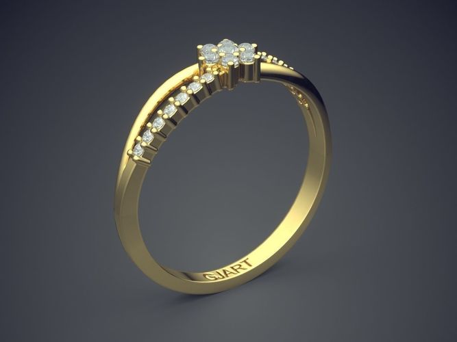 Flower-shaped Ring With Diamonds Gjart A-543 3D print model