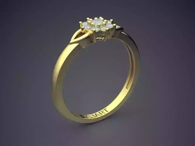 Flower-shaped Ring With Diamonds Gjart A-541 3D print model