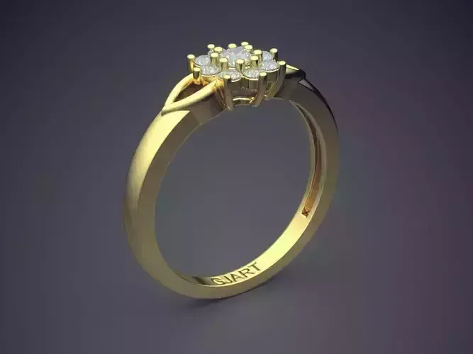 Flower-shaped Ring With Diamonds Gjart A-540