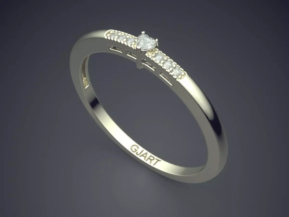 Thin Ring With Small Diamonds Gjart A-537 3D print model_1