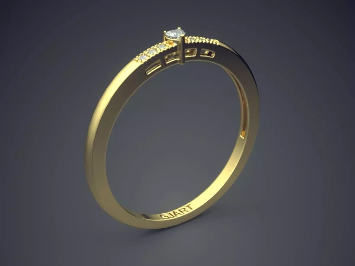 Thin Ring With Small Diamonds Gjart A-537 3D print model_0