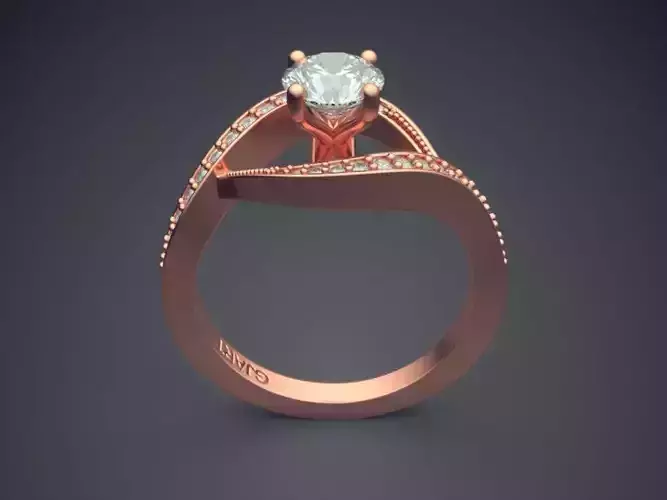 Unique Curved Engagement Ring With Diamonds A-53